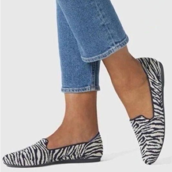 Rothy’s The Almond Loafer Zebra Print Navy Blue & White Size 10.5 EUC - Picture 12 of 12